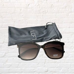 🆕 Loft dark tortoise brown and gold arm sunglasses with grey soft case